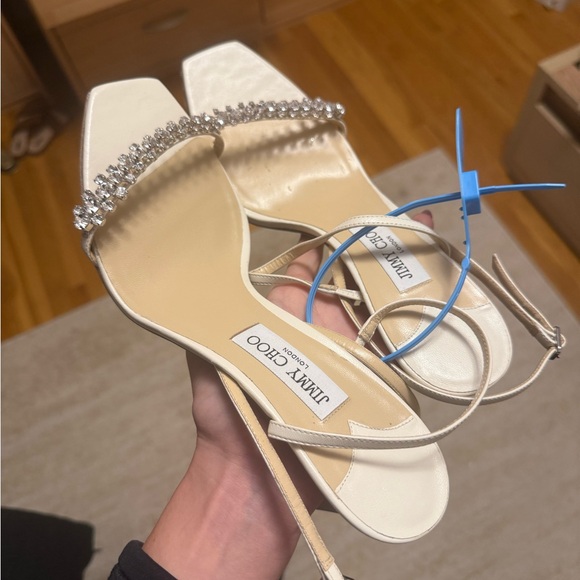 Jimmy Choo Ivory Meira 85 Crystal Embellished Heels New With Tags Size 42 - Picture 10 of 10